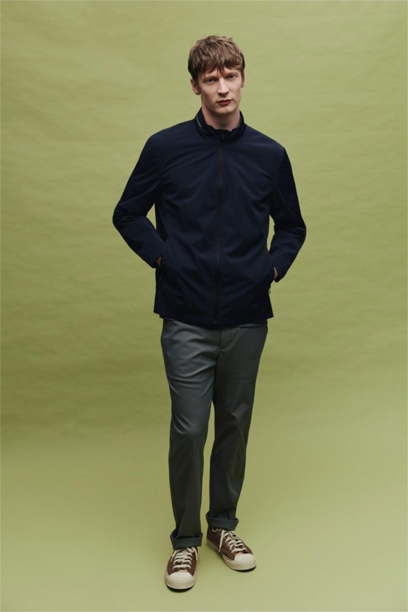 MAN Black Regular Fit Turtle Neck Zip-Up Jacket