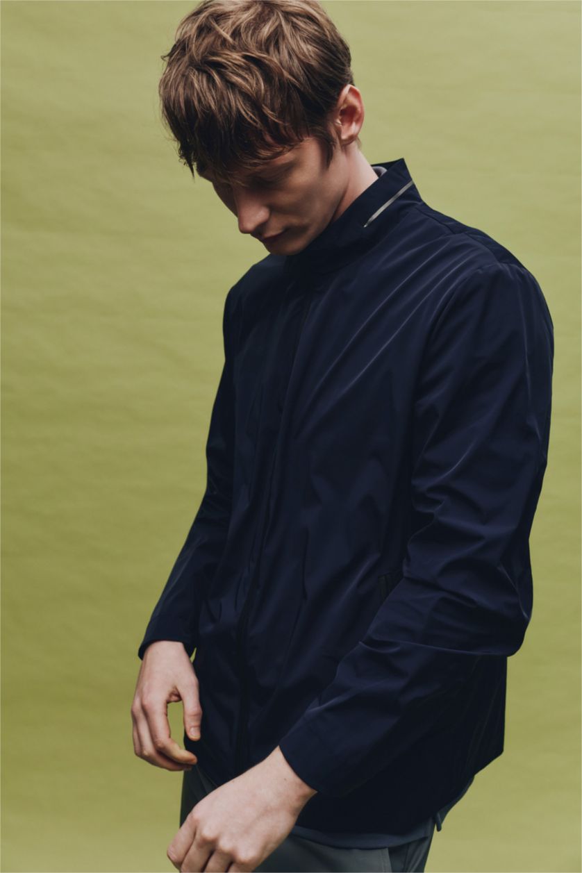 MAN Black Regular Fit Turtle Neck Zip-Up Jacket