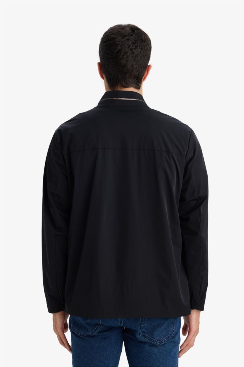 MAN Black Regular Fit Turtle Neck Zip-Up Jacket