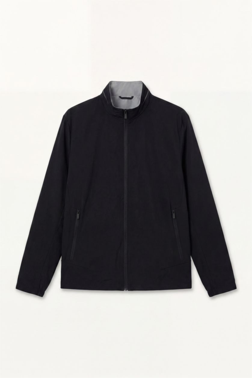 Men Black Regular Fit Turtle Neck Zip-Up Jacket