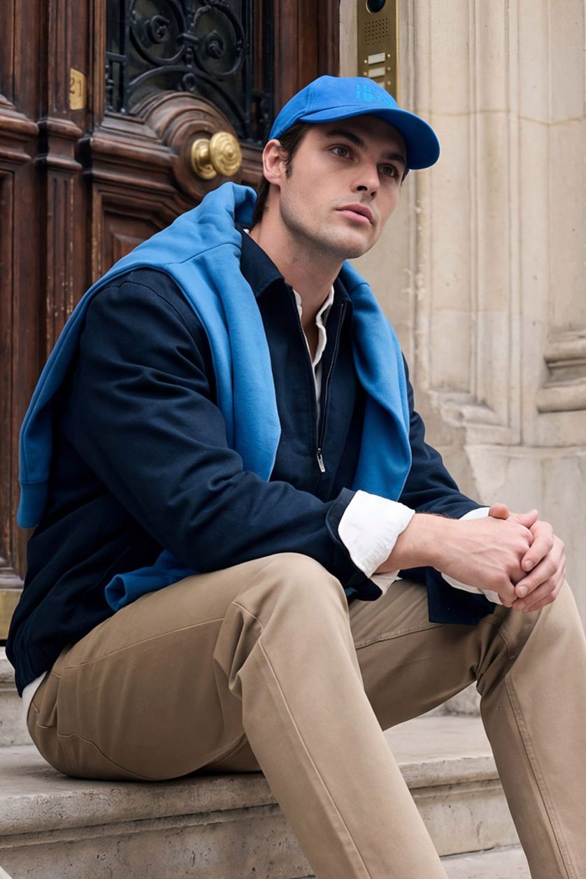 رجال كحلي جاكيت قطن قصة عادية وسحاب