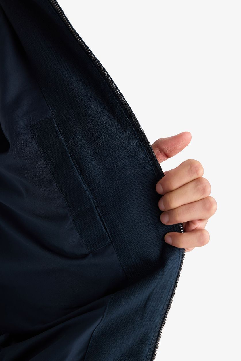 رجال كحلي جاكيت قطن قصة عادية وسحاب