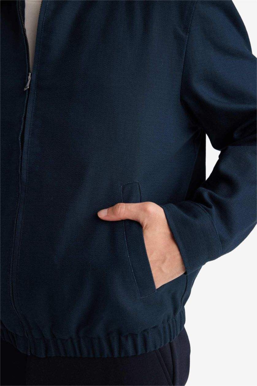 Мужчины Синий Куртка стандартного кроя из хлопка для мужчин