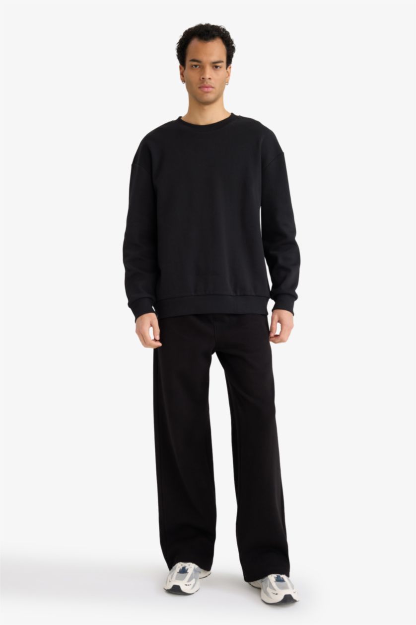 Men Black Wide Leg Trousers