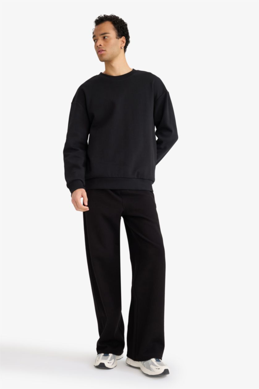 Men Black Wide Leg Trousers