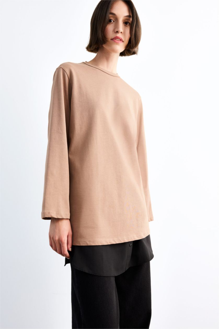 Woman Black Relax Fit Elastic Banded Waist Poplin Hijab Cover Piece