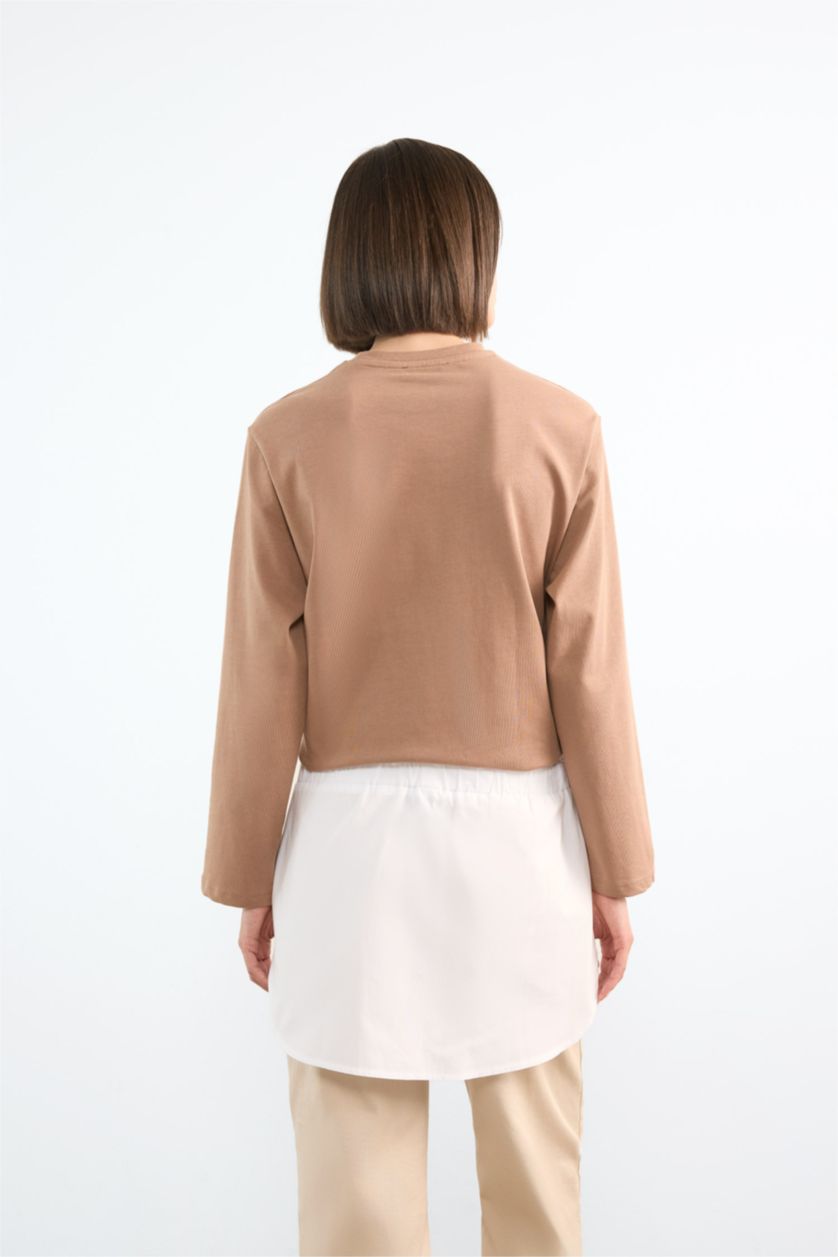 نساء أبيض تنورة بوبلين قصة مريحة