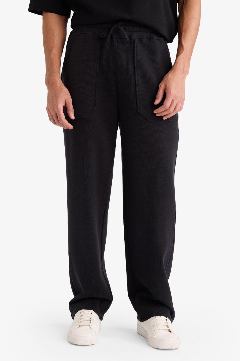 Erkek Siyah Relax Fıt Pantolon