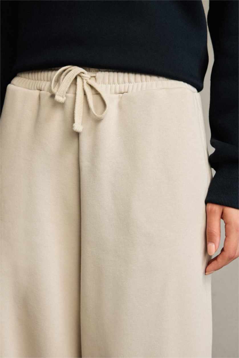 Женщины Бежевый Толстые спортивные брюки Coool джоггеры с завязками на талии