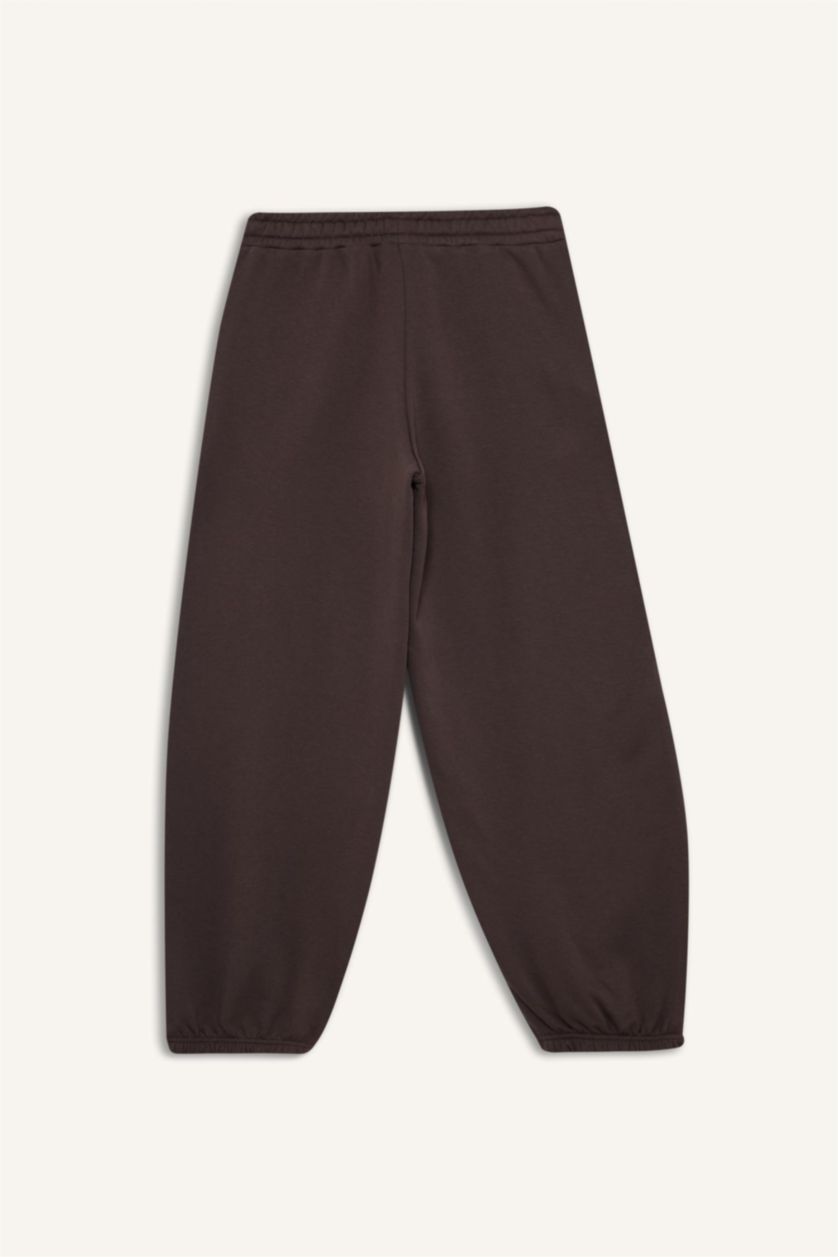 Kadın Kahve Beli Bağcıklı Kalın Jogger Eşofman Altı