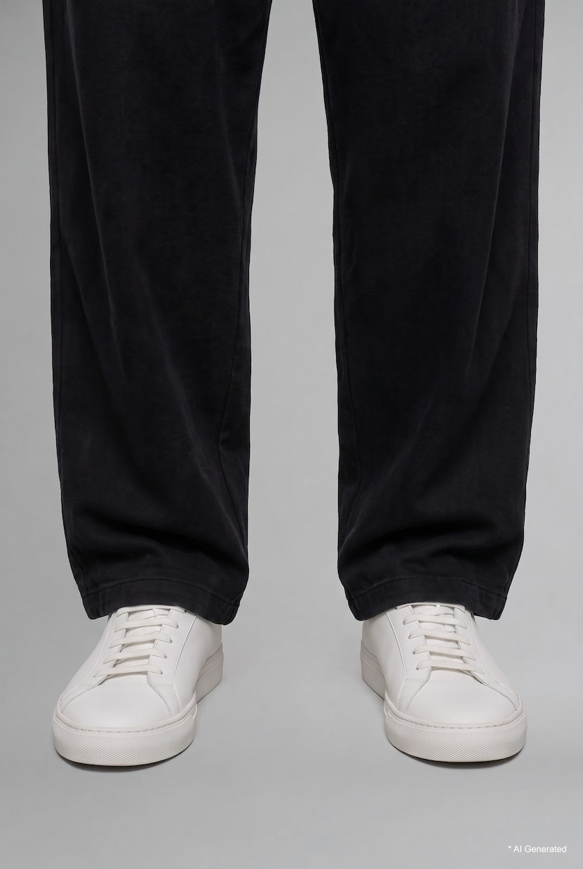 MESHKUJ Black Normal Waist Relax Fit Trousers