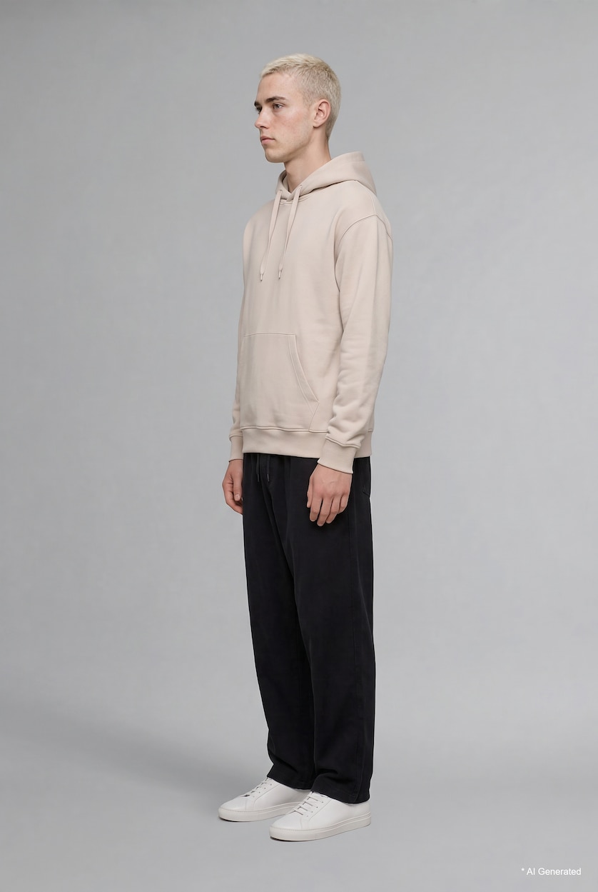 MESHKUJ Black Normal Waist Relax Fit Trousers