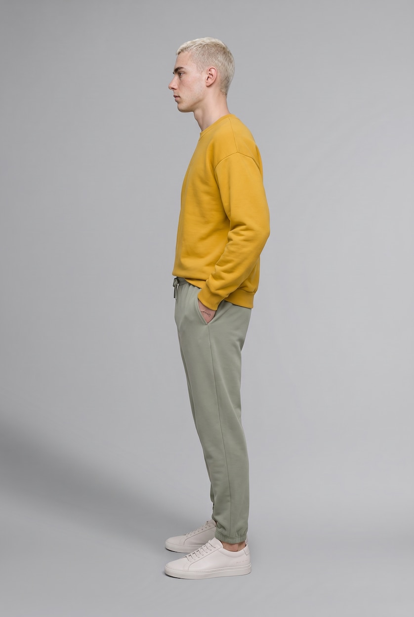 HOMME Kaki Clair Pantalon de survêtement à taille élastique Coupe décontractée
