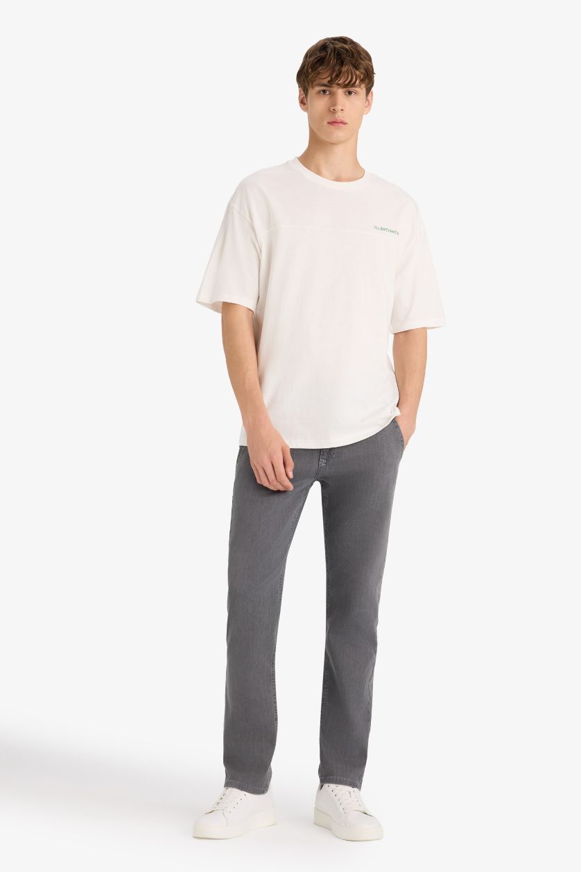 MAN White Boxy Fit Crew Neck Back Print Short Sleeve T-Shirt