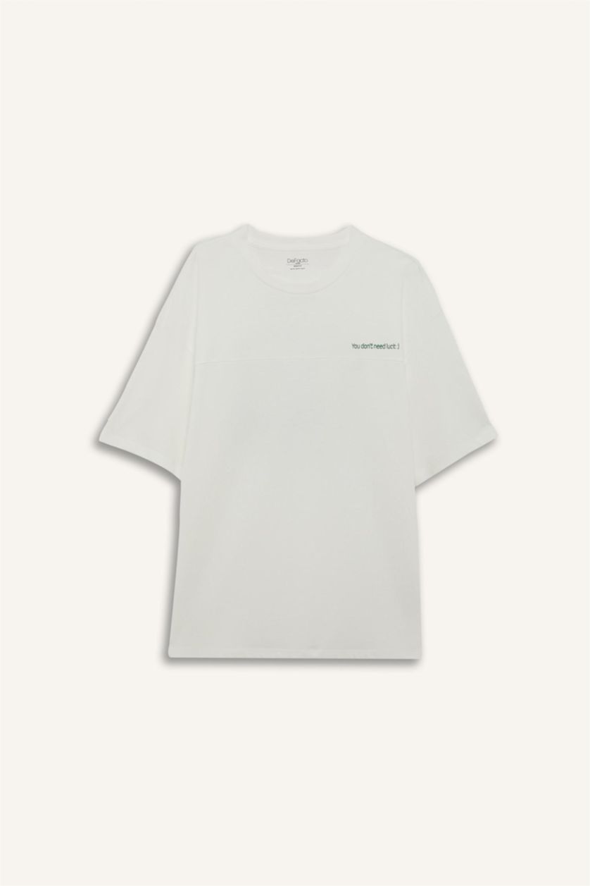 MAN White Boxy Fit Crew Neck Back Print Short Sleeve T-Shirt