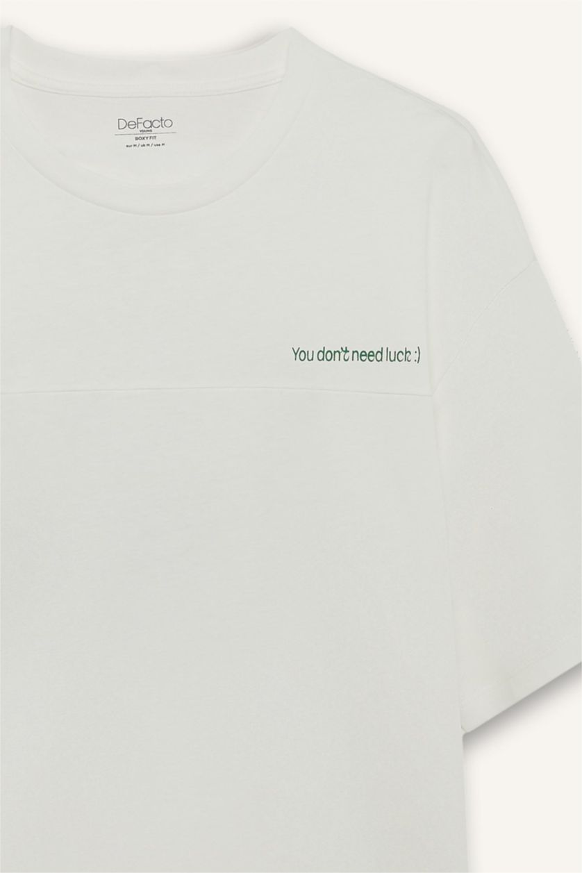 MAN White Boxy Fit Crew Neck Back Print Short Sleeve T-Shirt