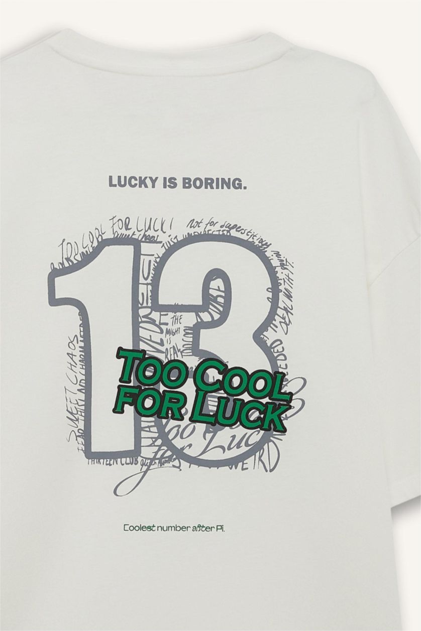 MAN White Boxy Fit Crew Neck Back Print Short Sleeve T-Shirt