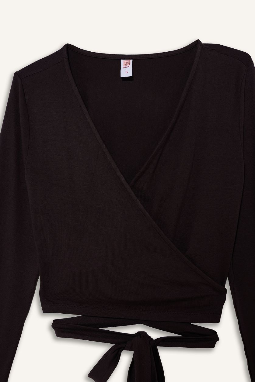 WOMAN Brown Belted Long Sleeve T-Shirt