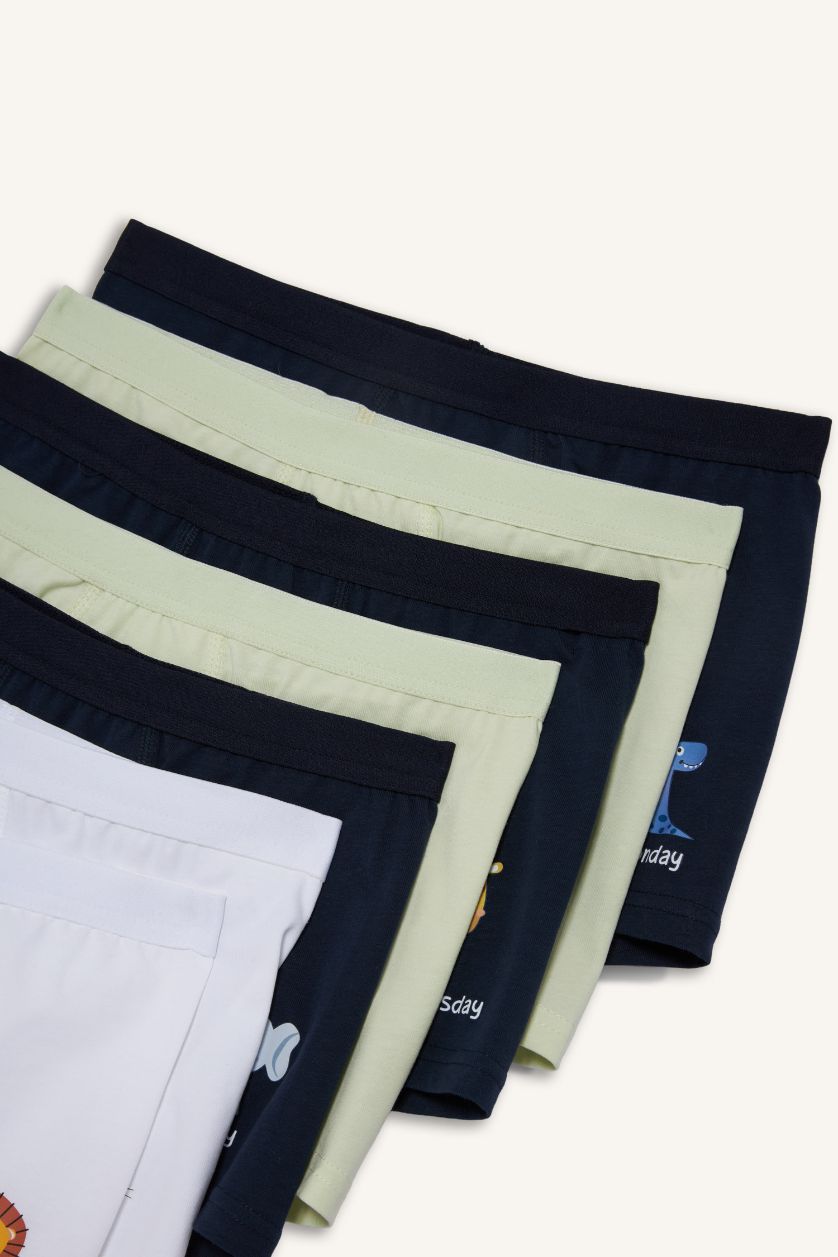 Erkek Çocuk - Genç Erkek Beyaz Hayvan Desenli 7'li Boxer Erkek Çocuk