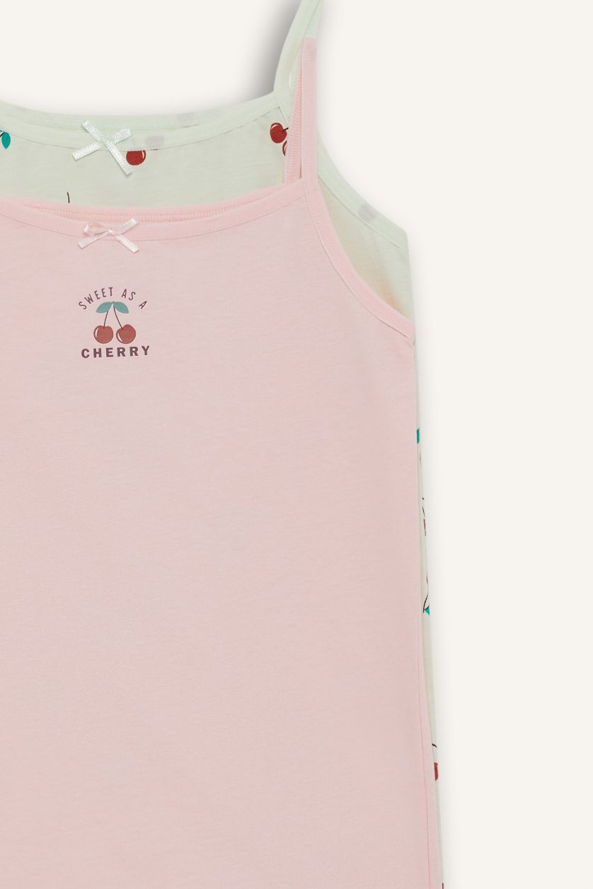 Girls & Teens Light Pink Girl 2 piece Regular Fit Fruit Print Tank Top