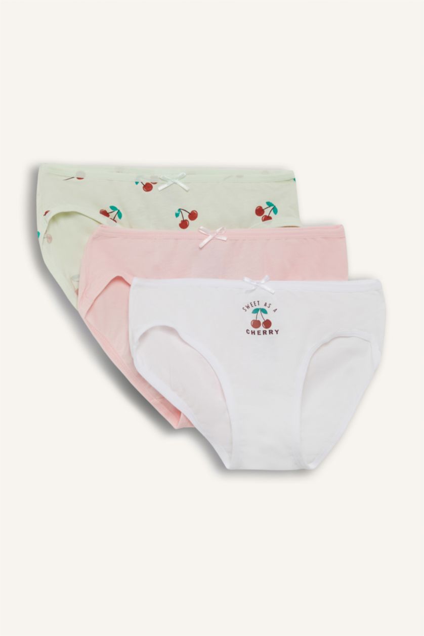 Girls & Teens White Girl Fruit Patterned 3 Piece Panties