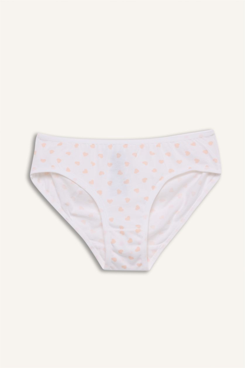 Kız Çocuk - Genç Kız Beyaz Desenli 5'li Slip Külot Kız Çocuk