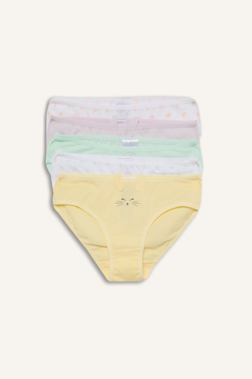 Kız Çocuk - Genç Kız Beyaz Hayvan Desenli 5'li Alt Kız Çocuk