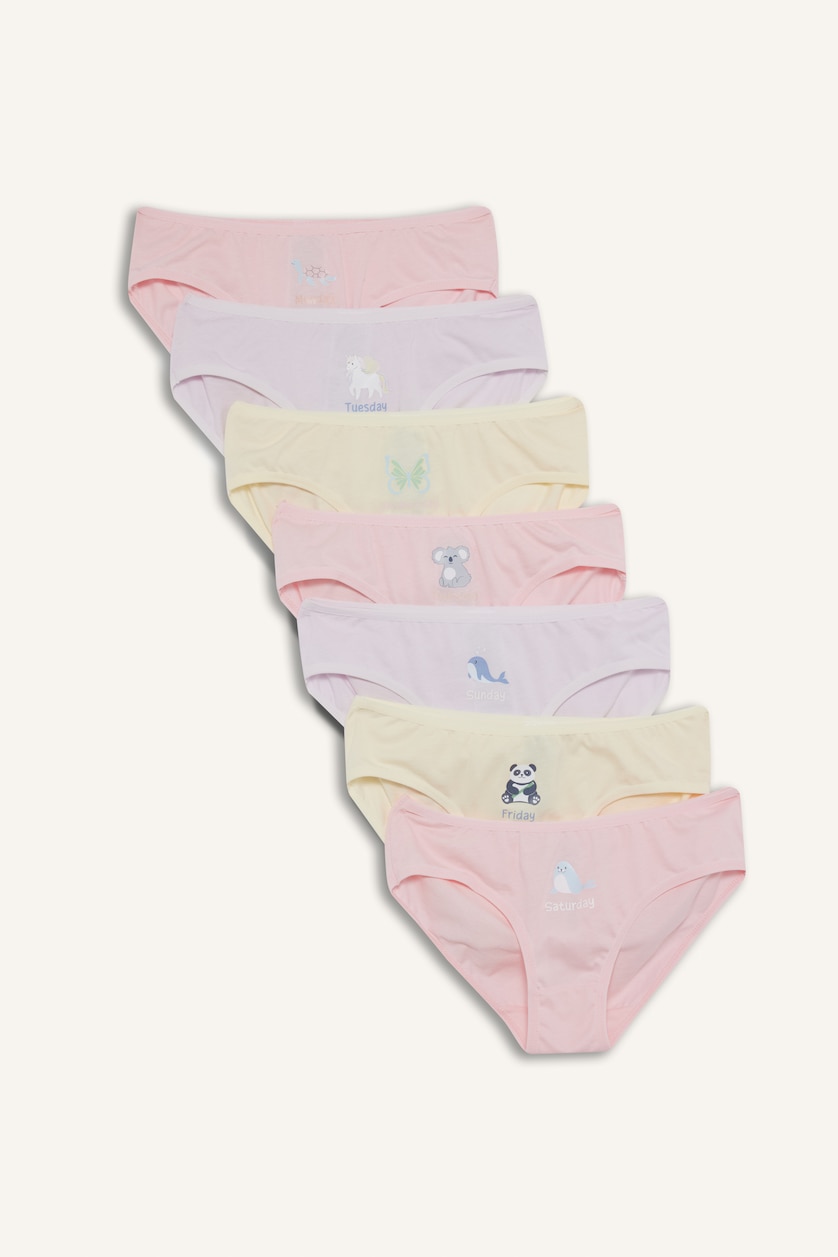 Kız Çocuk - Genç Kız Açık Pembe Kız Çocuk Hayvan Desenli 7'li Slip Külot
