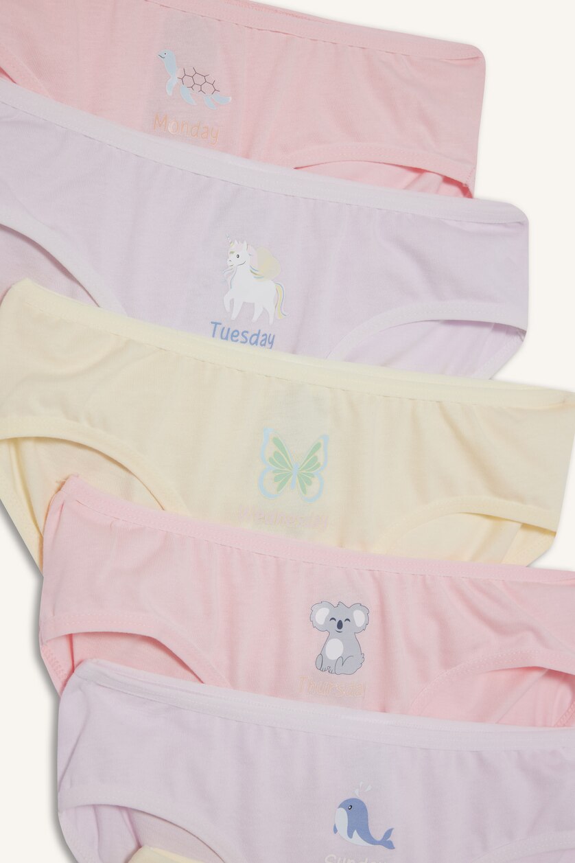 Kız Çocuk - Genç Kız Açık Pembe Kız Çocuk Hayvan Desenli 7'li Slip Külot