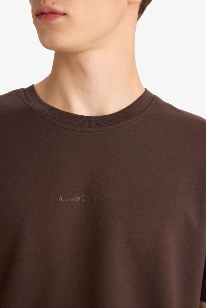 Men Brown Boxy Fit Short Sleeve T-Shirt