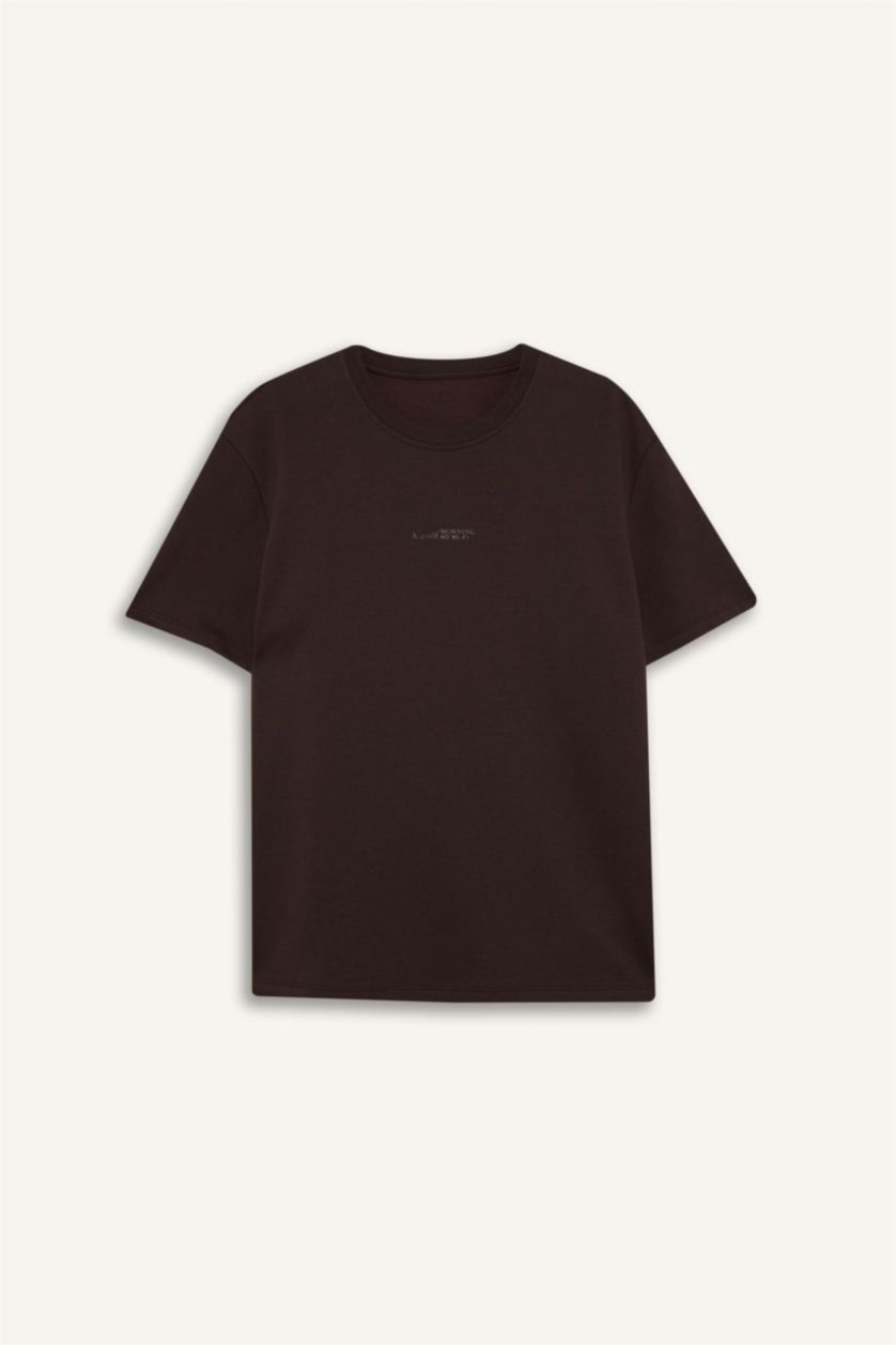 Men Brown Boxy Fit Short Sleeve T-Shirt