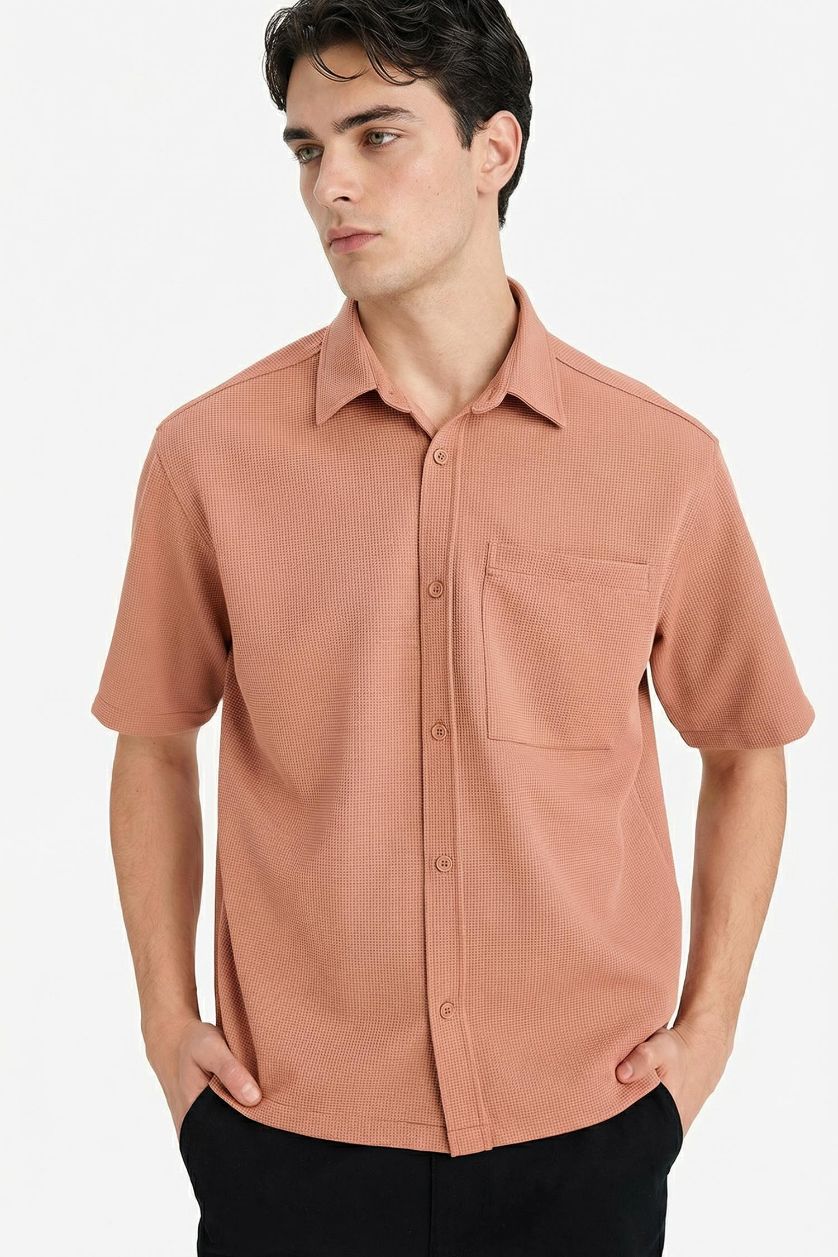 Man Rose Boxy Fit Stretch Fabric Shirt