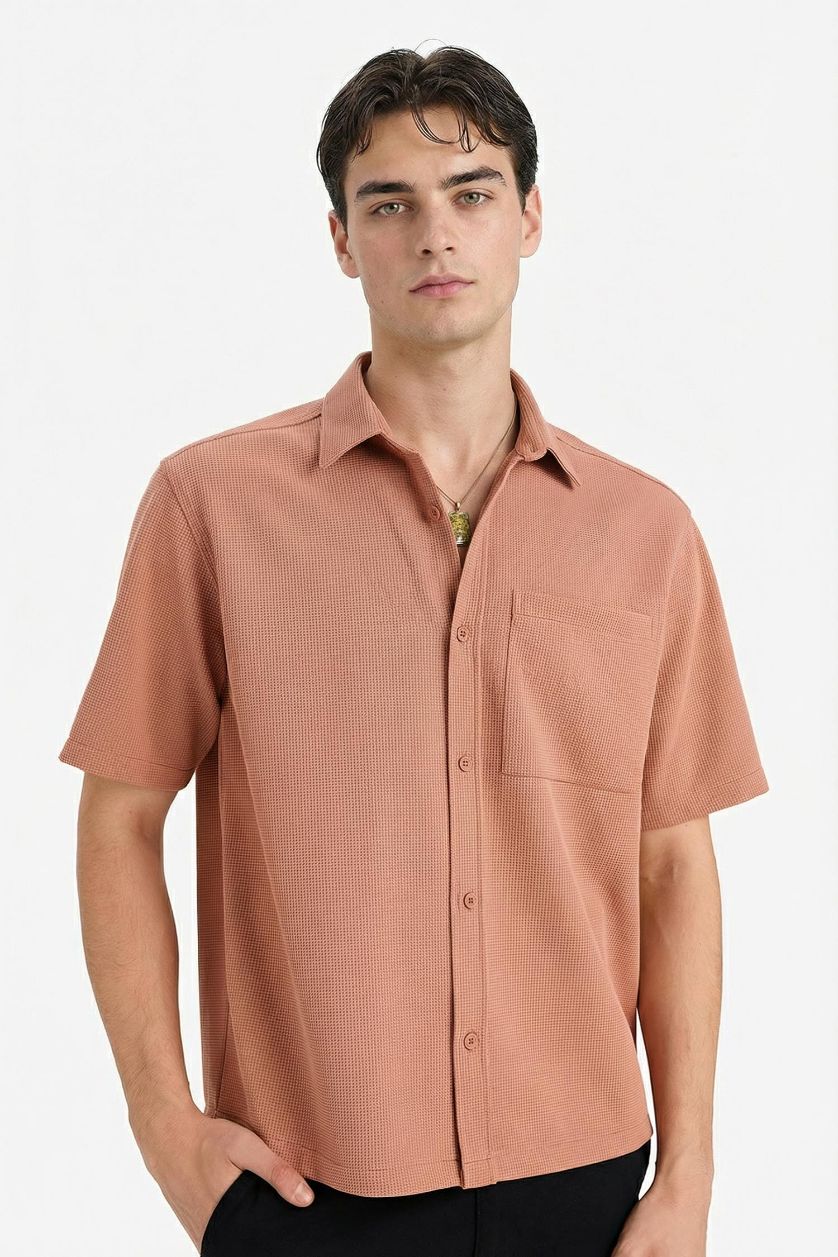 Man Rose Boxy Fit Stretch Fabric Shirt
