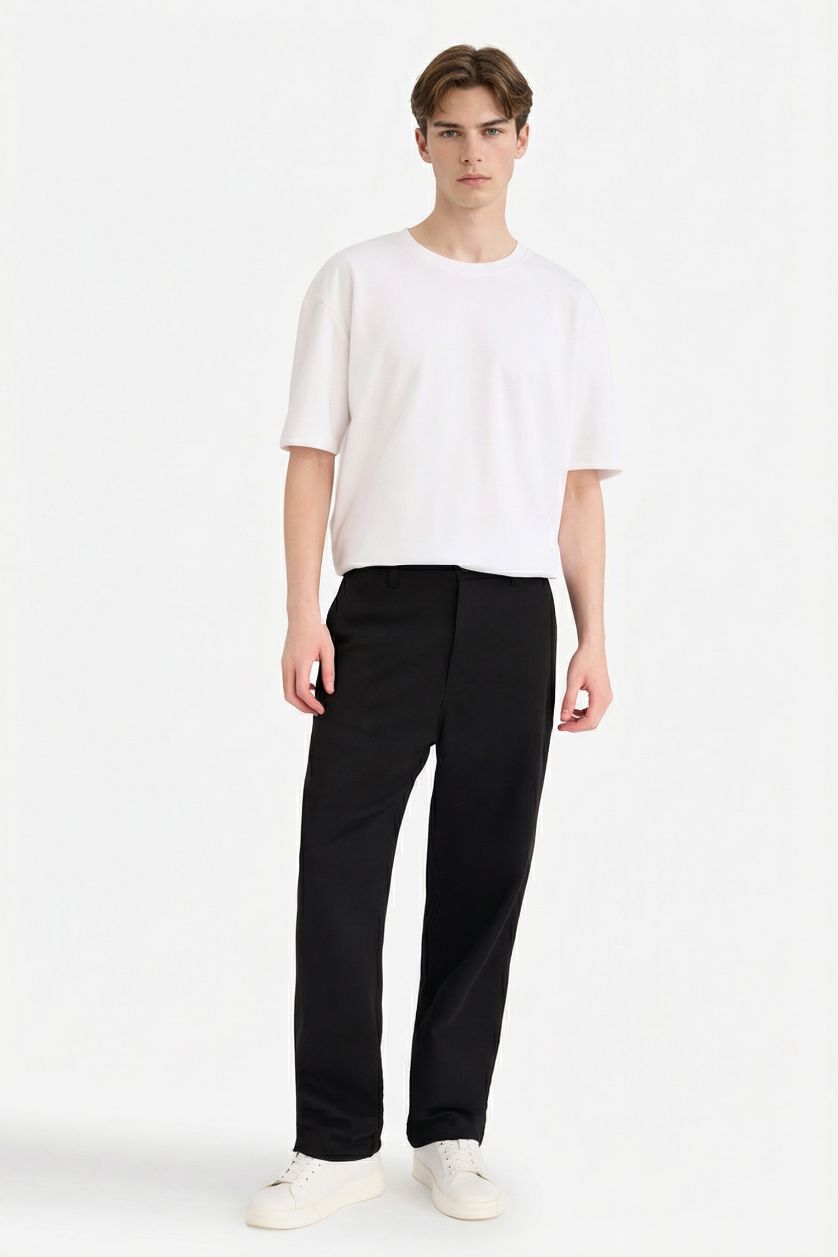 MAN Black Baggy Fit Trousers