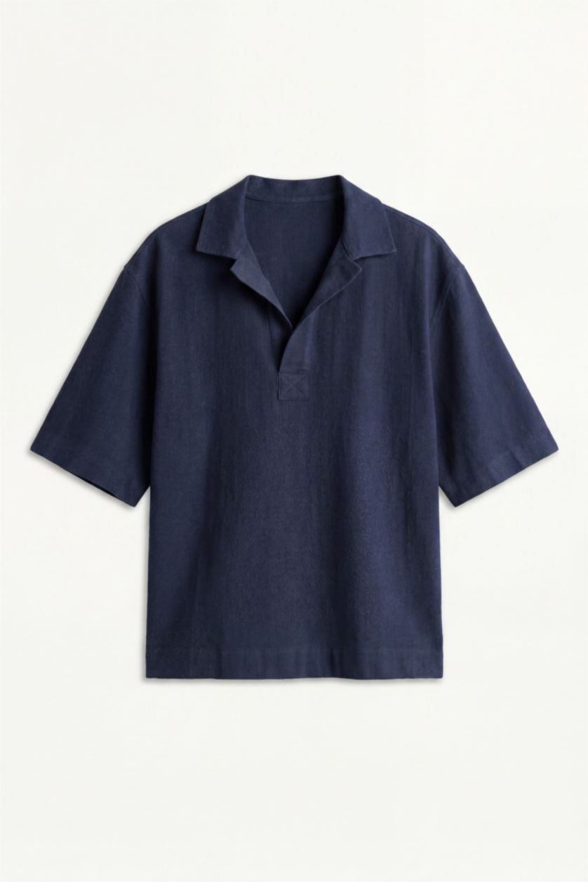 MAN NAVY Boxy Fit Woven Short Sleeve Shirt