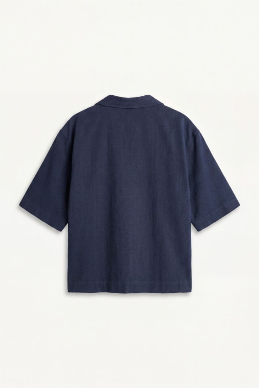 MAN NAVY Boxy Fit Woven Short Sleeve Shirt