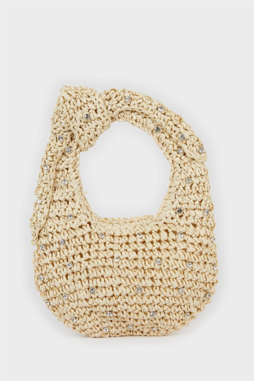Kadın Bej DCEY x DeFacto Kadın Hasır El Çantası