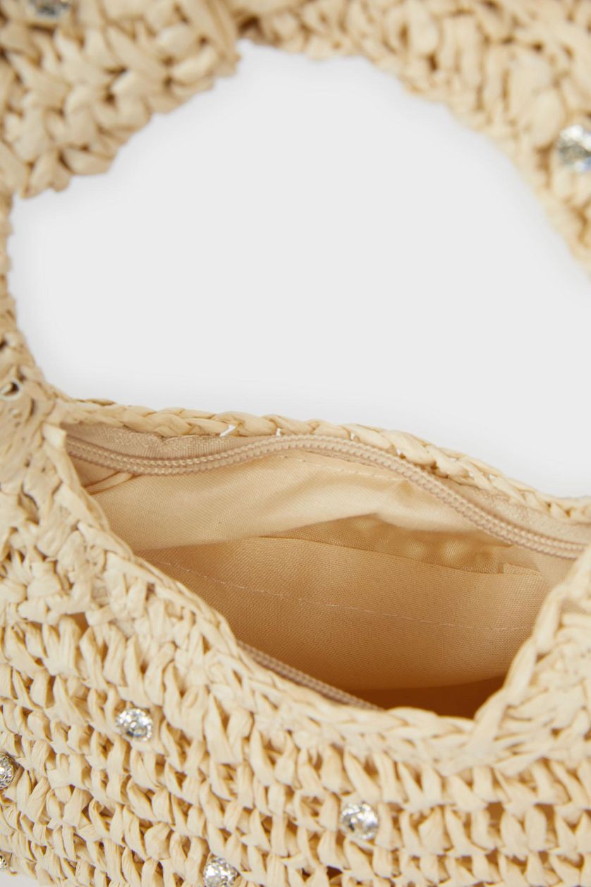 Kadın Bej DCEY x DeFacto Kadın Hasır El Çantası