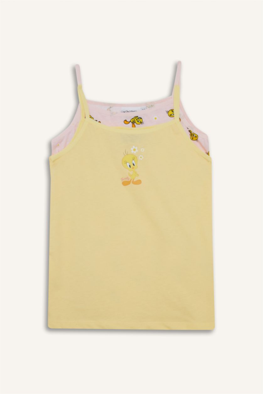 Girls & Teens Yellow Girl 2 piece Regular Fit Looney Tunes Licensed Tank Top