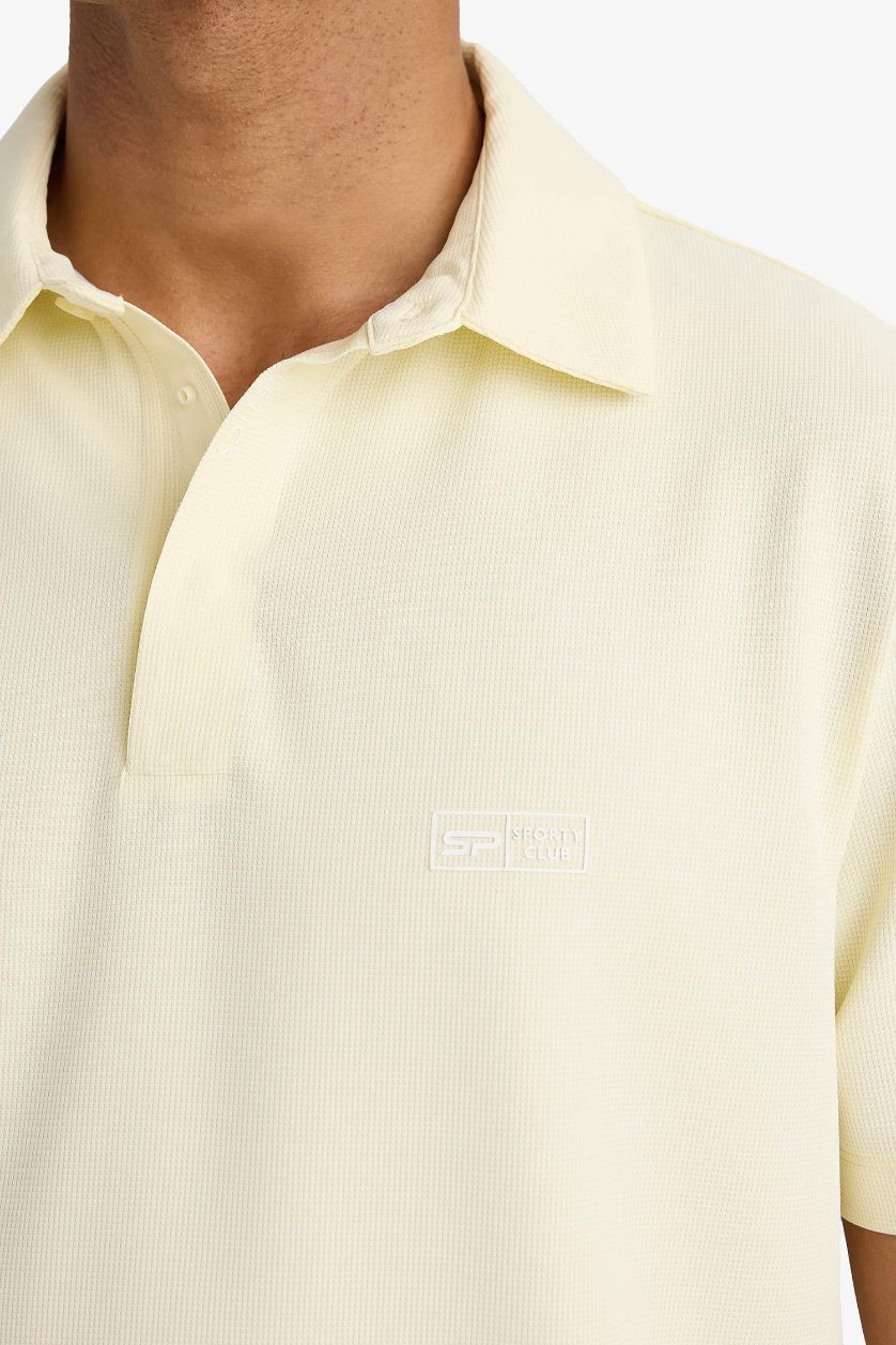 MAN Light Yellow DeFactoFit Standard Fit Basic Sports Polo Shirt