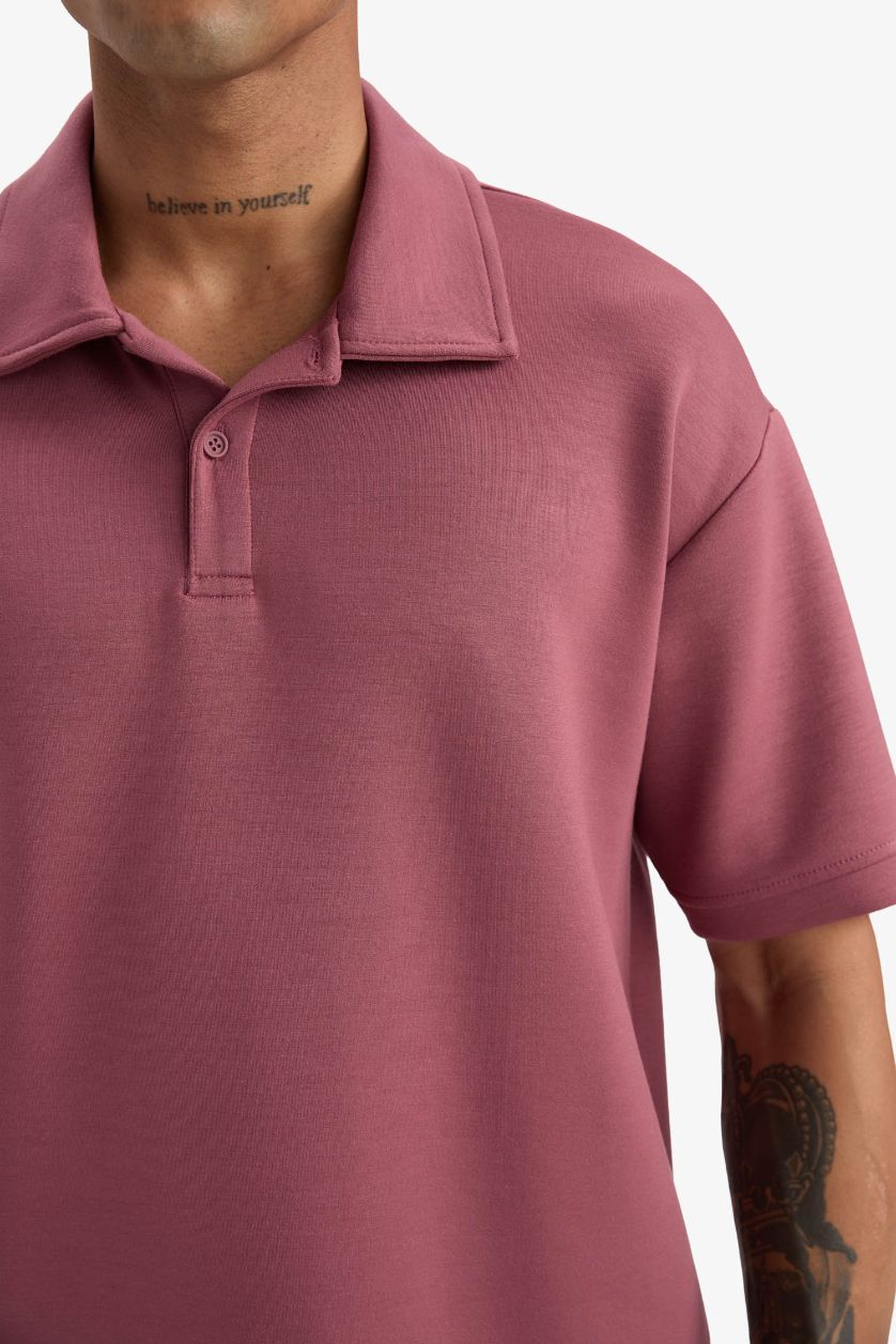 HOMME Bordeaux Clair T-shirt Polo Boxy à manches courtes