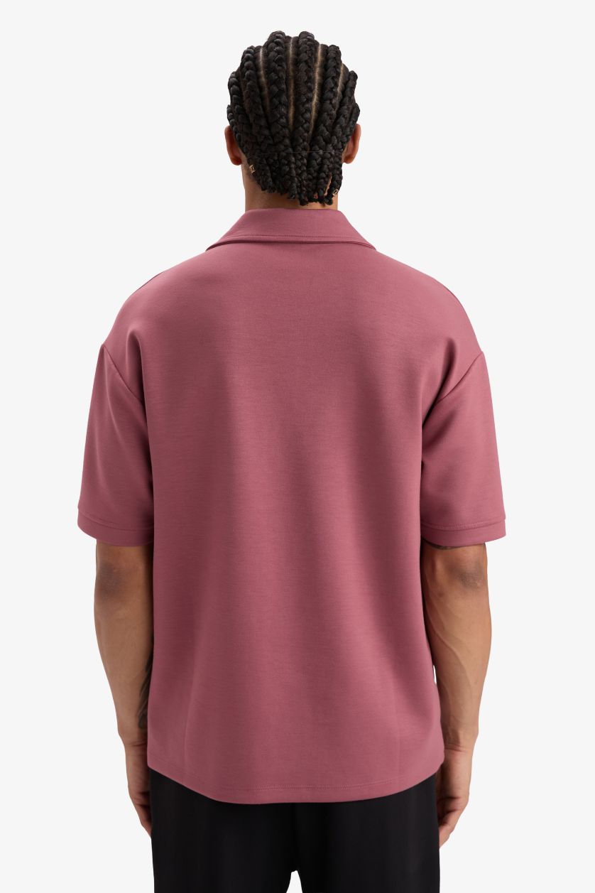 HOMME Bordeaux Clair T-shirt Polo Boxy à manches courtes