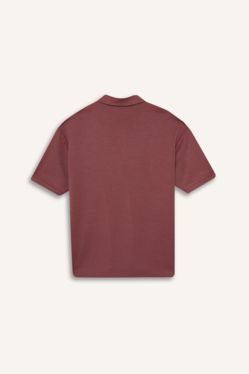 HOMME Bordeaux Clair T-shirt Polo Boxy à manches courtes