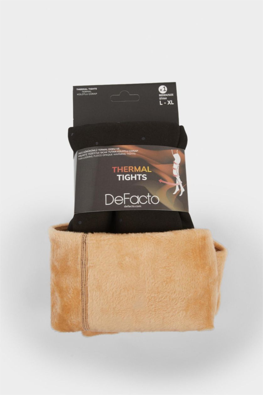 Kadın Siyah Kadın Puantiyeli Termal Külotlu Çorap