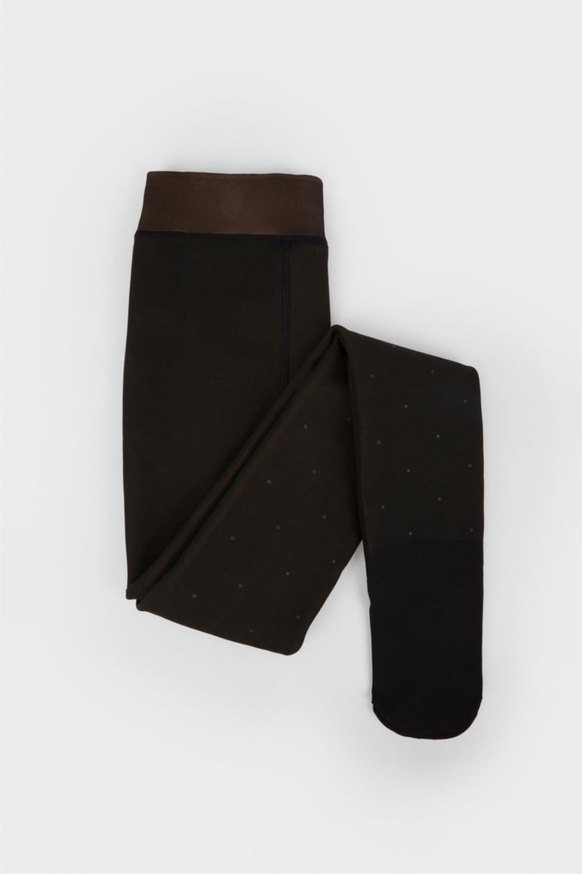 Kadın Siyah Kadın Puantiyeli Termal Külotlu Çorap