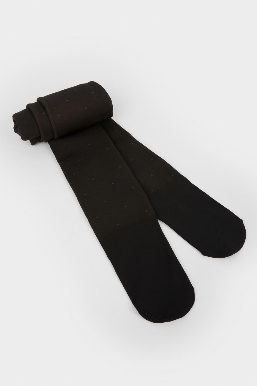 Kadın Siyah Kadın Puantiyeli Termal Külotlu Çorap