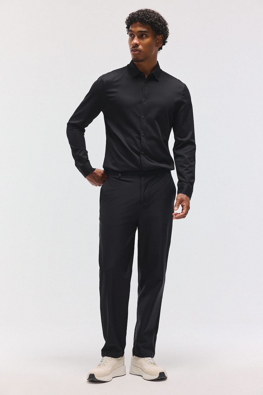 Man Black Slim Fit Long Sleeve Shirt