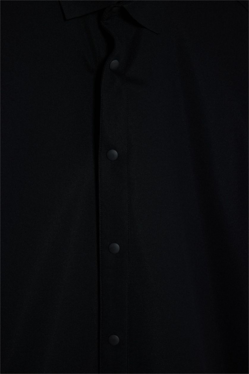 رجال أسود Slim Fit Long Sleeve Shirt