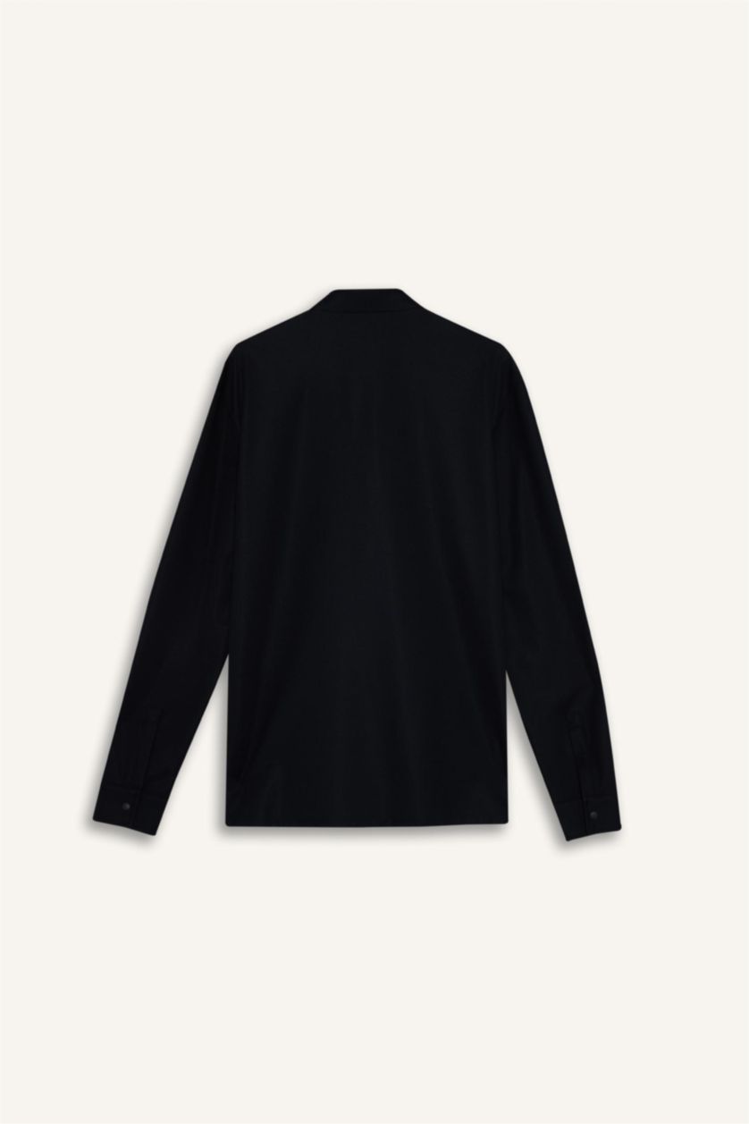 رجال أسود Slim Fit Long Sleeve Shirt