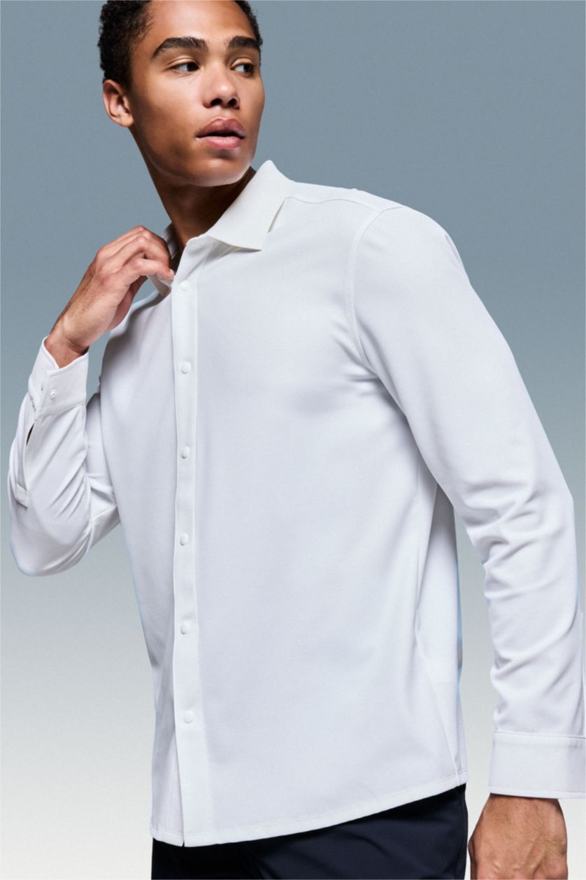 Men Ecru Slim Fit Long Sleeve Shirt